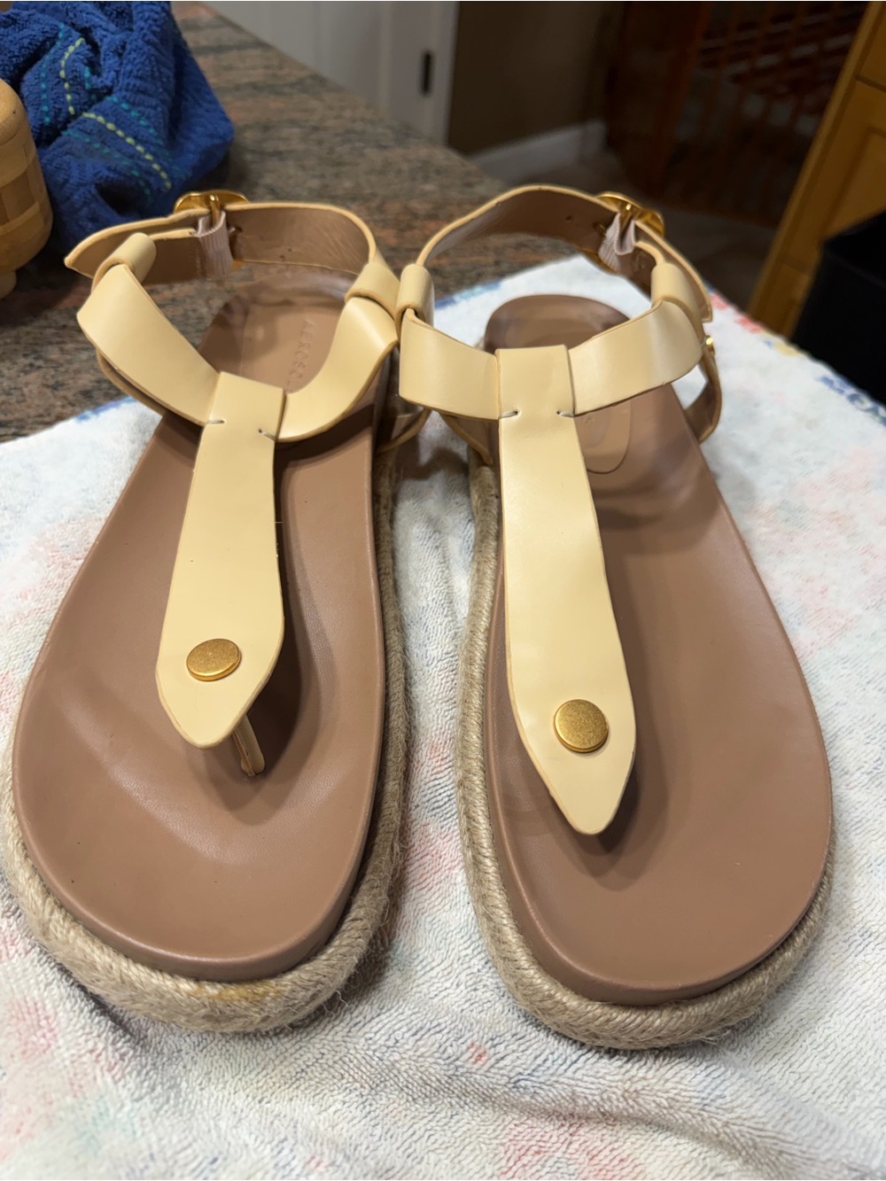 AEROSOLES Cream T-Strap Espadrille Sandals